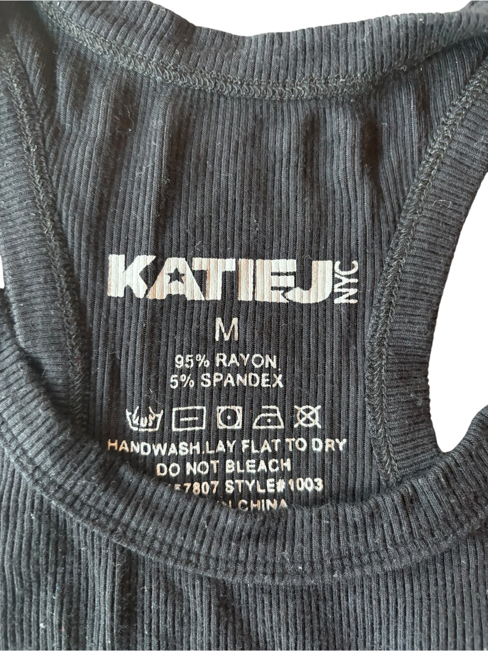 Katie J NYC Black Ribbed Racerback Tank - Picture 2 of 2